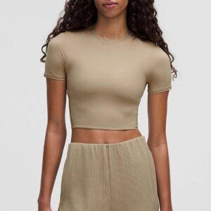Sheer Oak Wundermost Ultra-Soft Nulu Crewneck Cropped T-Shirt